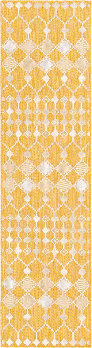 Unique Loom Magenta Outdoor Trellis Rug - Vibrant Weather-resistant Design For Patios And Decks, 3 Feet Round Yellow  3168464-unique-loom