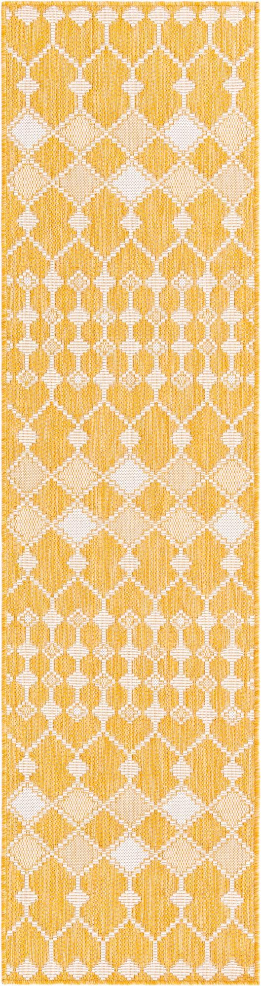 Unique Loom Magenta Outdoor Trellis Rug - Vibrant Weather-resistant Design For Patios And Decks, 3 Feet Round Yellow  3168464-unique-loom