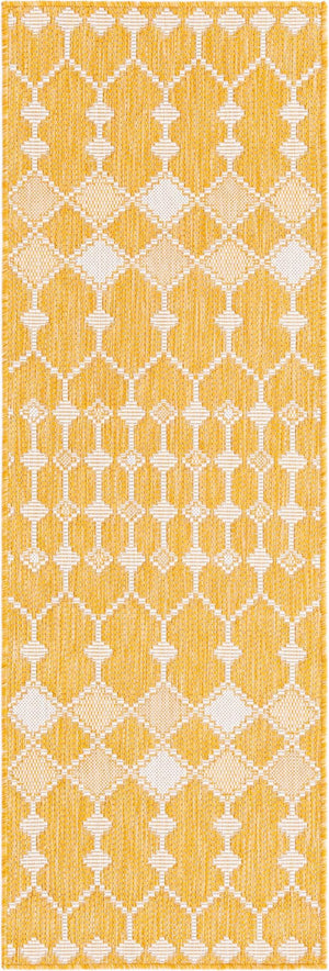 Unique Loom Magenta Outdoor Trellis Rug - Vibrant Weather-resistant Design For Patios And Decks, 3 Feet Round Yellow  3168465-unique-loom