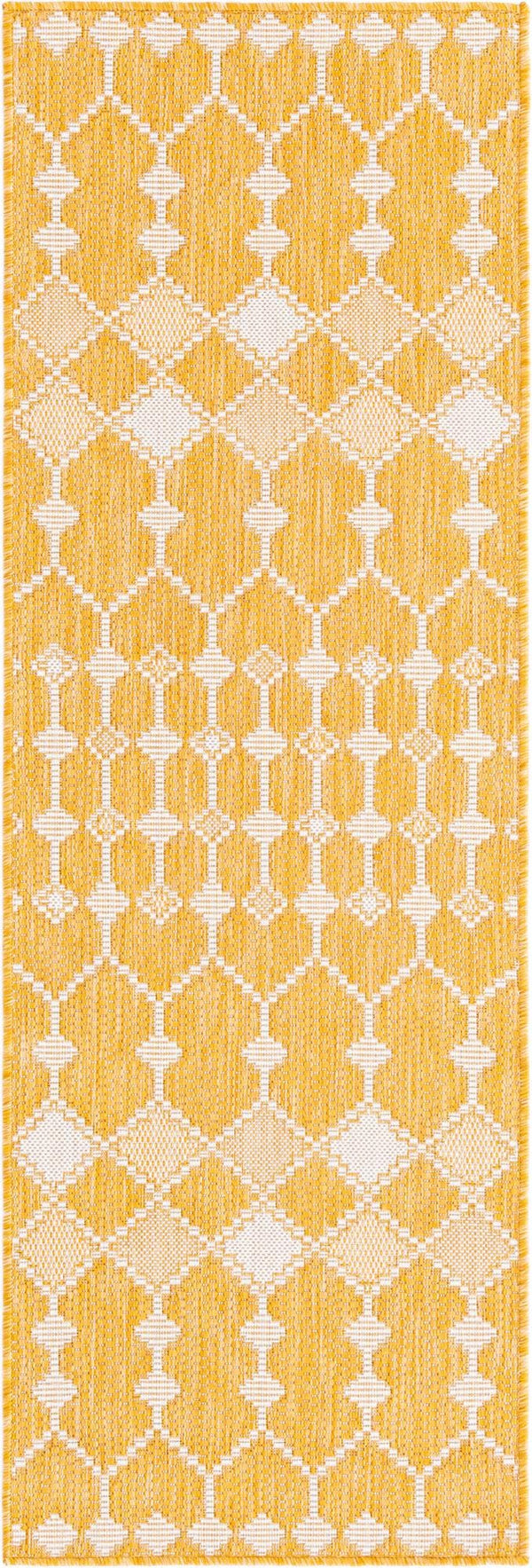 Unique Loom Magenta Outdoor Trellis Rug - Vibrant Weather-resistant Design For Patios And Decks, 3 Feet Round Yellow  3168465-unique-loom