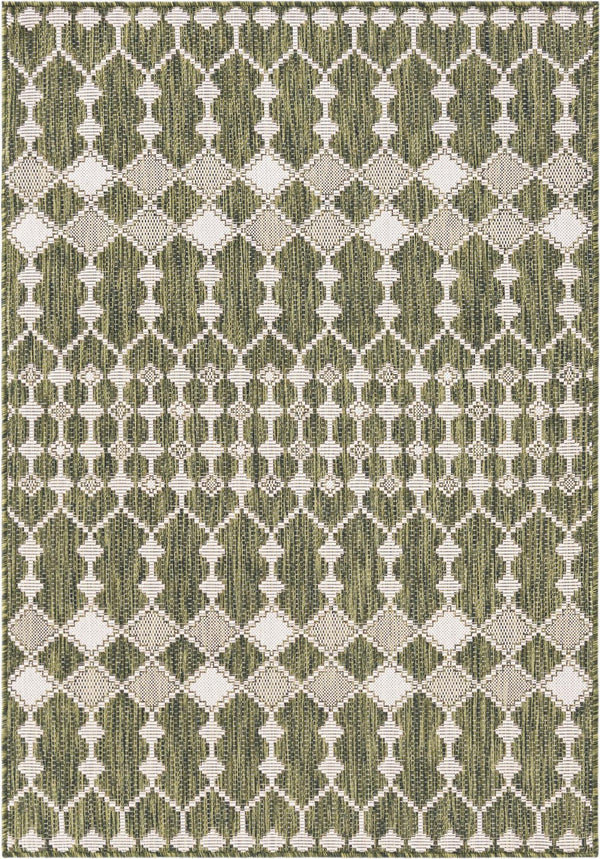 Unique Loom Magenta Outdoor Trellis Rug - Vibrant Weather-resistant Design For Patios And Decks, 3 Feet Round Green  3168470-unique-loom