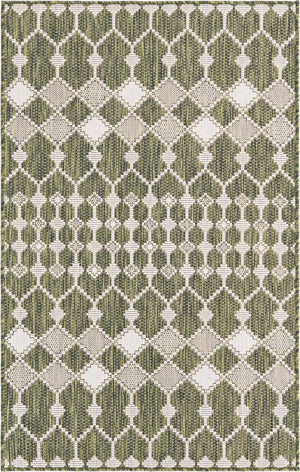 Unique Loom Magenta Outdoor Trellis Rug - Vibrant Weather-resistant Design For Patios And Decks, 3 Feet Round Green  3168471-unique-loom