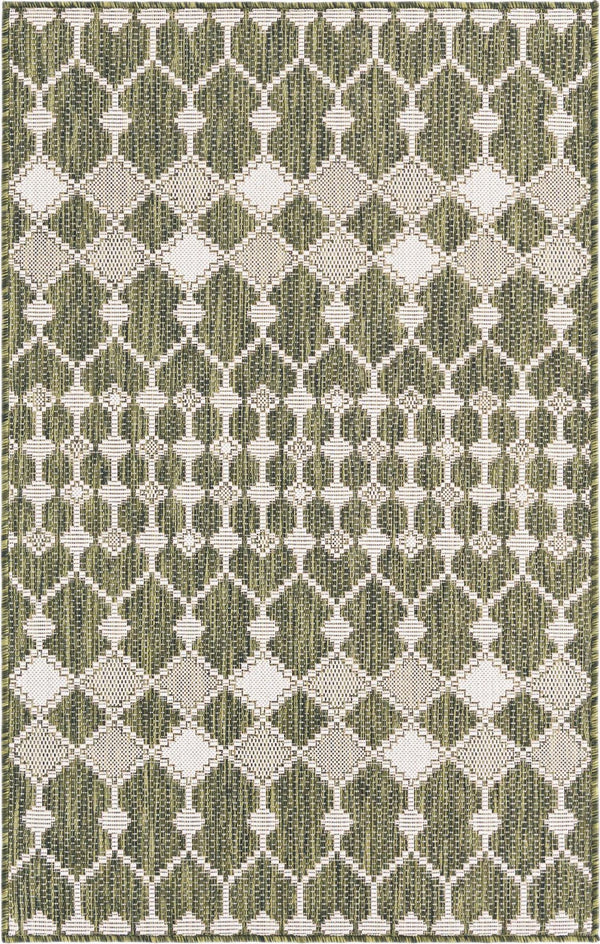 Unique Loom Magenta Outdoor Trellis Rug - Vibrant Weather-resistant Design For Patios And Decks, 3 Feet Round Green  3168471-unique-loom