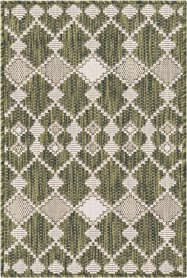 Unique Loom Magenta Outdoor Trellis Rug - Vibrant Weather-resistant Design For Patios And Decks, 3 Feet Round Green  3168473-unique-loom