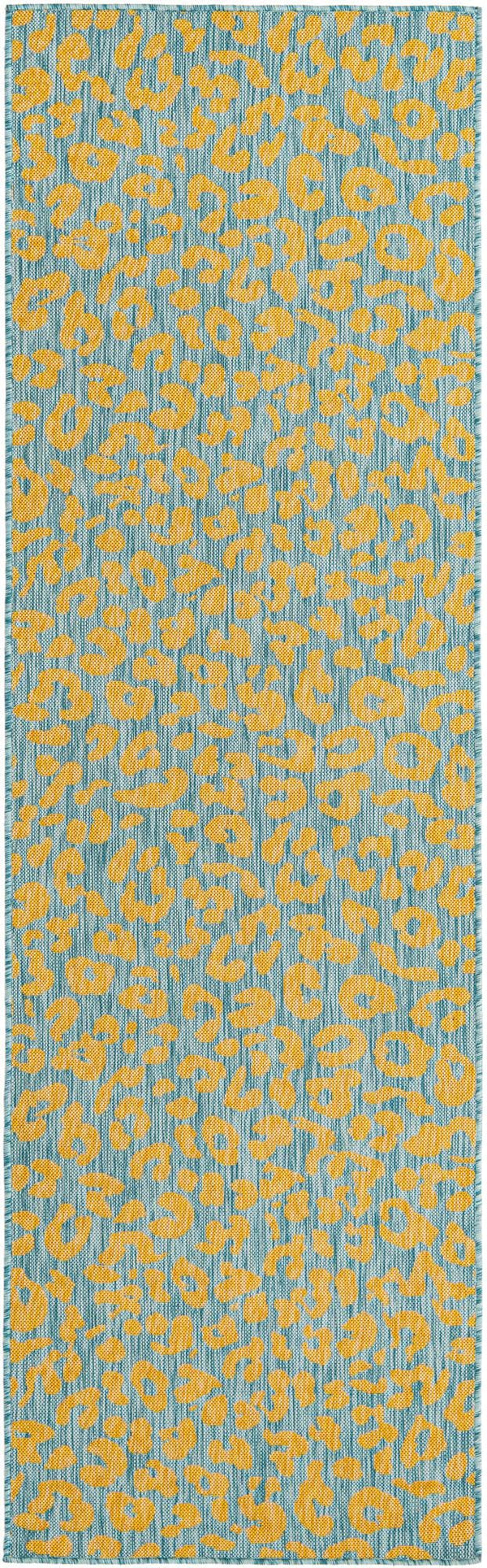 Unique Loom Pink Outdoor Safari Runner - Stylish 2' X 8' Accent Rug Perfect For Enhancing Your Outdoor Space Blue,Yellow  3168603-unique-loom