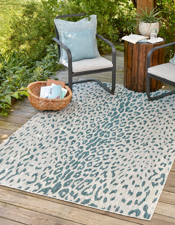 Unique Loom Pink Outdoor Safari Runner - Stylish 2' X 8' Accent Rug Perfect For Enhancing Your Outdoor Space Teal  3168624-unique-loom