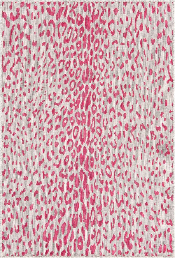 Unique Loom Pink Outdoor Safari Runner - Stylish 2' X 8' Accent Rug Perfect For Enhancing Your Outdoor Space Pink,Gray  3168652-unique-loom