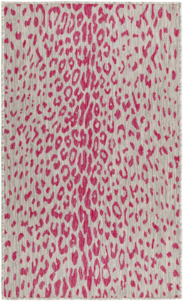 Unique Loom Pink Outdoor Safari Runner - Stylish 2' X 8' Accent Rug Perfect For Enhancing Your Outdoor Space Pink,Gray  3168653-unique-loom