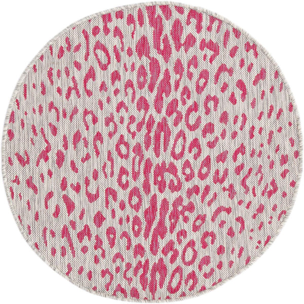 Unique Loom Pink Outdoor Safari Runner - Stylish 2' X 8' Accent Rug Perfect For Enhancing Your Outdoor Space Pink,Gray  3168654-unique-loom