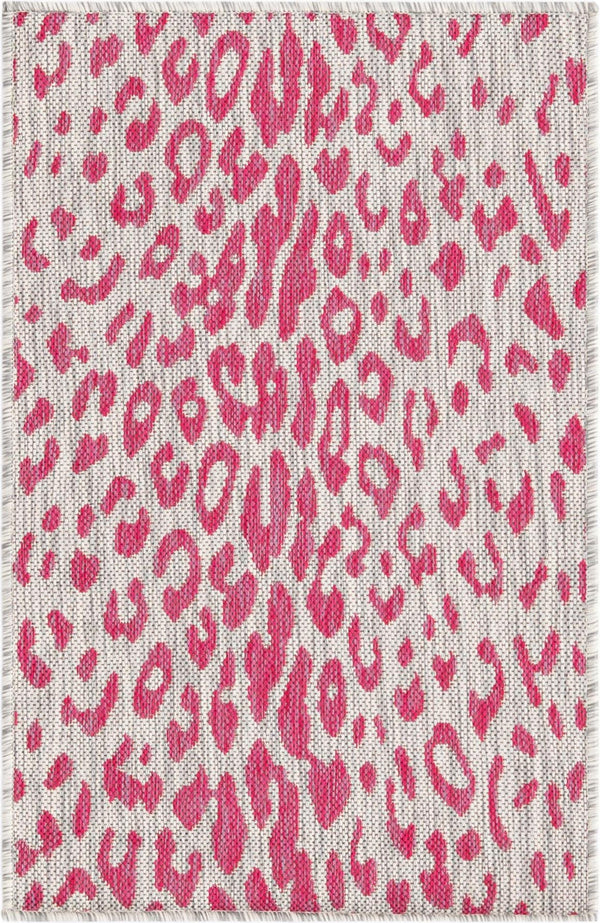 Unique Loom Pink Outdoor Safari Runner - Stylish 2' X 8' Accent Rug Perfect For Enhancing Your Outdoor Space Pink,Gray  3168655-unique-loom