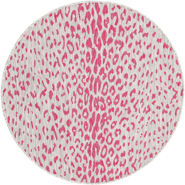 Unique Loom Pink Outdoor Safari Runner - Stylish 2' X 8' Accent Rug Perfect For Enhancing Your Outdoor Space Pink,Gray  3168658-unique-loom