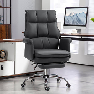 English Elm Homcom Ergonomic Executive Office Chair With Footrest, Reclining Pu Leather Design For Ultimate Comfort W2225P250008