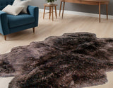 Homeroots Chocolate Animal Print Area Rug Chocolate Genuine Sheepskin 316897