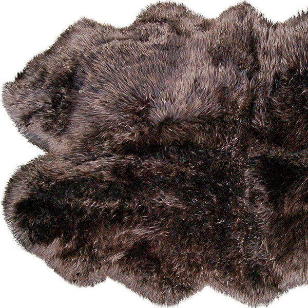 HomeRoots 4' X 6' Genuine Sheepskin Area Rug - Luxurious Softness & Unique Handcrafted Charm for Any Room Chocolate 316897