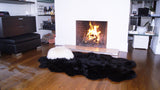 Homeroots Black Animal Print Area Rug Black Genuine Sheepskin 316898