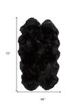 Homeroots Black Animal Print Area Rug Black Genuine Sheepskin 316898