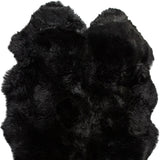 Homeroots Black Animal Print Area Rug Black Genuine Sheepskin 316898