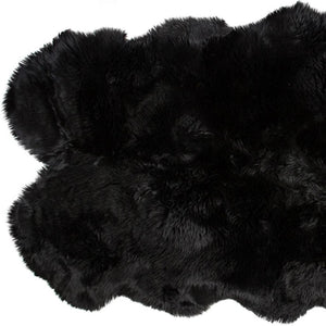 HomeRoots 4' X 6' Genuine Sheepskin Area Rug - Luxurious Softness & Unique Handcrafted Charm for Any Room Black 316898