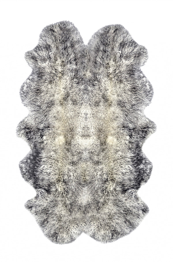 Homeroots Gradient Gray Animal Print Area Rug Gradient Gray Genuine Sheepskin 316900