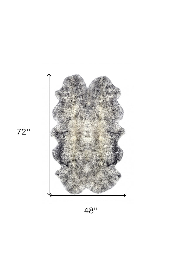 Homeroots Gradient Gray Animal Print Area Rug Gradient Gray Genuine Sheepskin 316900