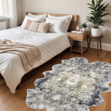 Homeroots Gradient Gray Animal Print Area Rug Gradient Gray Genuine Sheepskin 316900