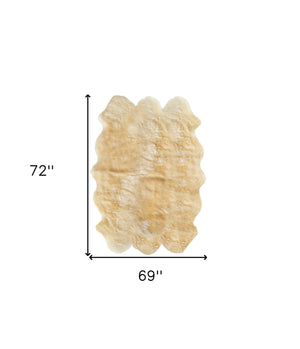 Homeroots 6' X 6' Gold Shag Sheepskin Area Rug  Genuine Sheepskin 316901