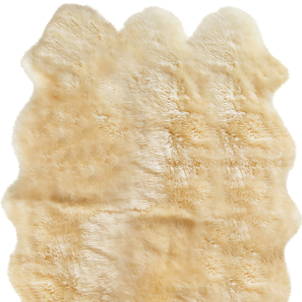 Homeroots 6' X 6' Gold Shag Sheepskin Area Rug  Genuine Sheepskin 316901