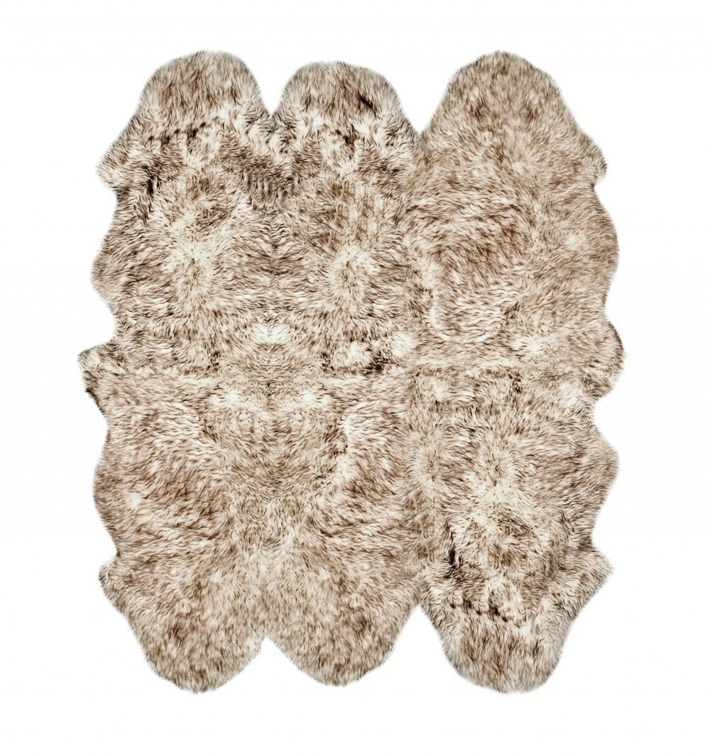 HomeRoots Gradient Chocolate Animal Print Sheepskin Rug - Handcrafted Luxury Accent for Cozy Contemporary Spaces 316902