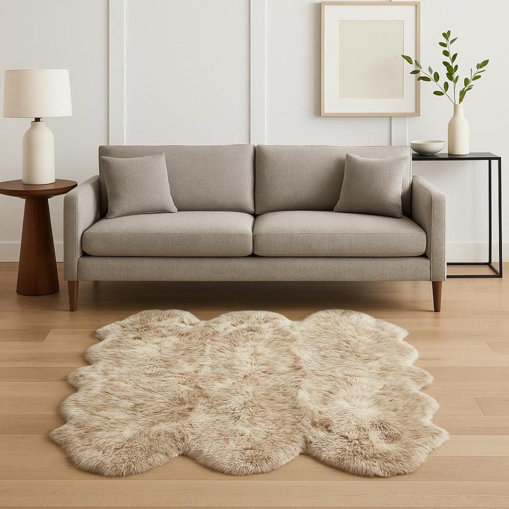 HomeRoots Gradient Chocolate Animal Print Sheepskin Rug - Handcrafted Luxury Accent for Cozy Contemporary Spaces 316902