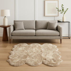 HomeRoots Gradient Chocolate Animal Print Sheepskin Rug - Handcrafted Luxury Accent for Cozy Contemporary Spaces 316902