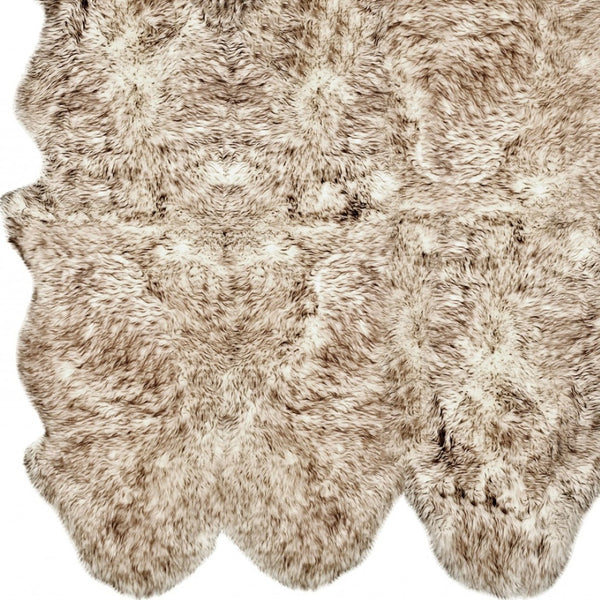 HomeRoots Gradient Chocolate Animal Print Sheepskin Rug - Handcrafted Luxury Accent for Cozy Contemporary Spaces 316902