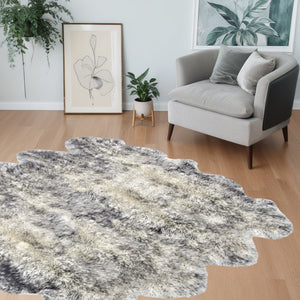 Homeroots Gradient Gray Animal Print Area Rug Gradient Gray Genuine Sheepskin 316903