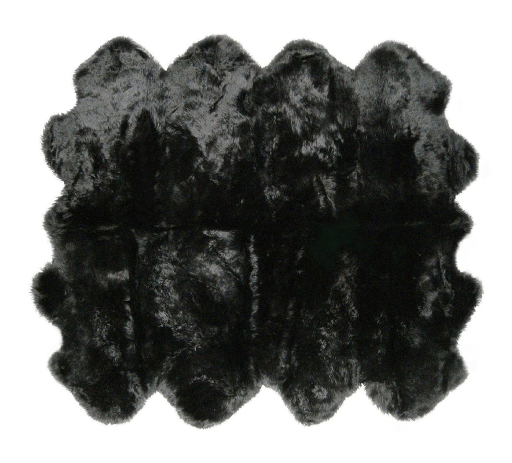 HomeRoots Gradient Sheepskin Animal Print Area Rug - Handcrafted Modern Luxury for Cozy Living Spaces Black 316904