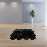 Homeroots Black Animal Print Area Rug Black Genuine Sheepskin 316904