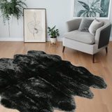 Homeroots Black Animal Print Area Rug Black Genuine Sheepskin 316904