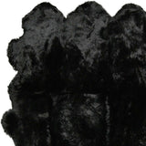 Homeroots Black Animal Print Area Rug Black Genuine Sheepskin 316904