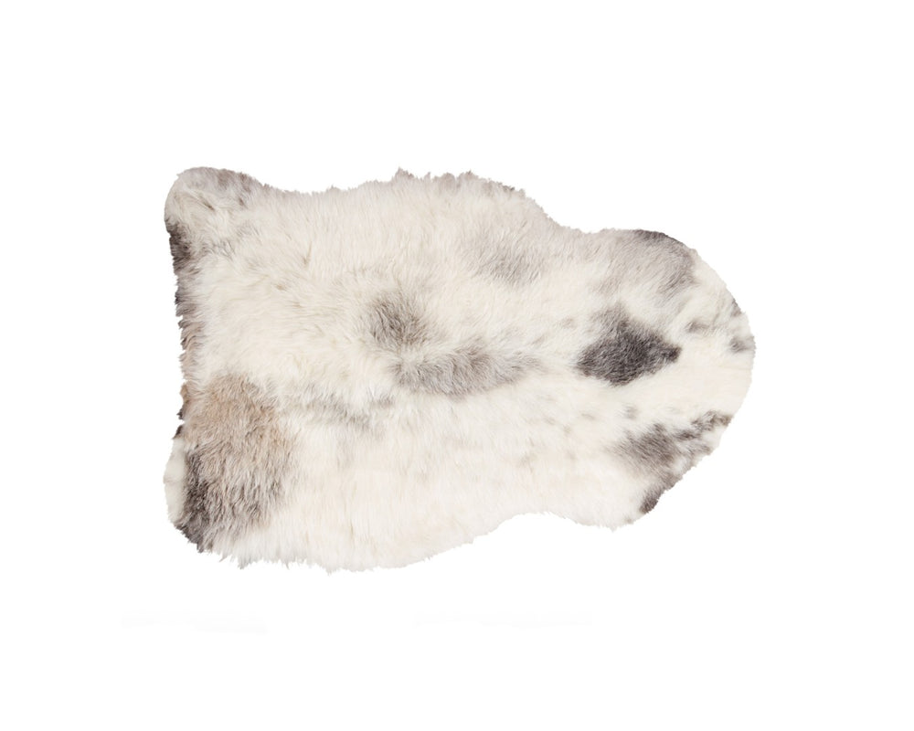HomeRoots 2' X 3' Luxurious Ivory, Black & Gray Spotted Sheepskin Area Rug - Handcrafted Comfort for Home 316906