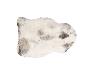 HomeRoots 2' X 3' Luxurious Ivory, Black & Gray Spotted Sheepskin Area Rug - Handcrafted Comfort for Home 316906