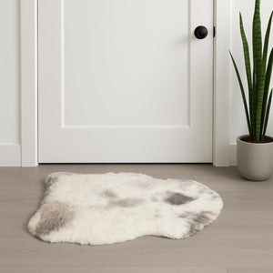 HomeRoots 2' X 3' Luxurious Ivory, Black & Gray Spotted Sheepskin Area Rug - Handcrafted Comfort for Home 316906