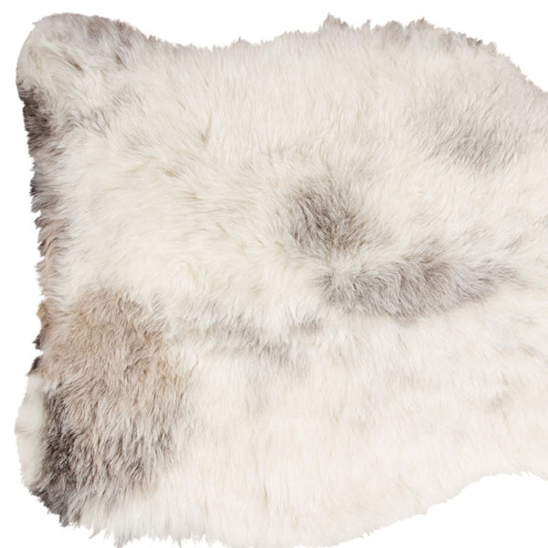 HomeRoots 2' X 3' Luxurious Ivory, Black & Gray Spotted Sheepskin Area Rug - Handcrafted Comfort for Home 316906