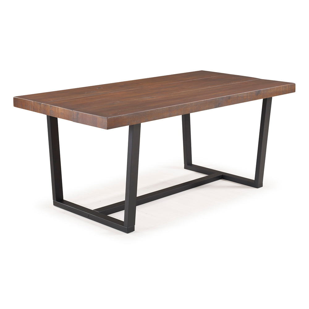 English Elm Walker Edison - Modern Distressed Solid Pine Wood & Metal Open Frame Dining Table Mahogany—Rustic Farmhouse Charm, Seats 4-6 B185P169419