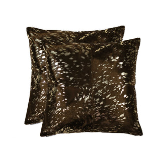 Homeroots 18" X 18" X 5" Gold And Chocolate Quattro  Pillow 2 Pack Chocolate  316935