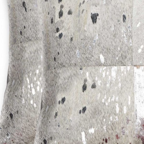 HomeRoots Set of Two 18" Luxe Cowhide Throw Pillows for Elegant Living Room Decor and Cozy Comfort Silver/Gray 316937