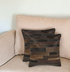 Homeroots Set Of Two Chocolate Cowhide Throw Pillow Chocolate  316938