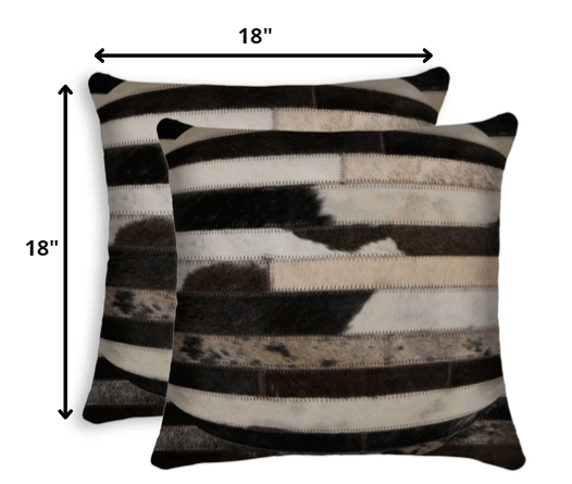 Homeroots Set Of Two Brown And Black Cowhide Throw Pillow Tricolor  316939