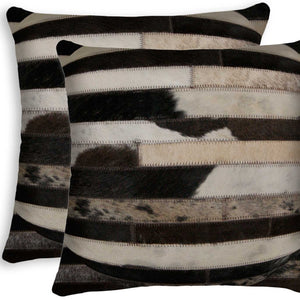Homeroots Set Of Two Brown And Black Cowhide Throw Pillow Tricolor  316939