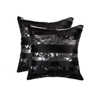 Homeroots Set Of Two 18" Gold And Black Cowhide Throw Pillow Gold,Black  316941