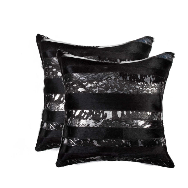 Homeroots Set Of Two 18" Gold And Black Cowhide Throw Pillow Gold,Black  316941
