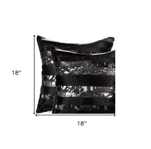 Homeroots Set Of Two 18" Gold And Black Cowhide Throw Pillow Gold,Black  316941
