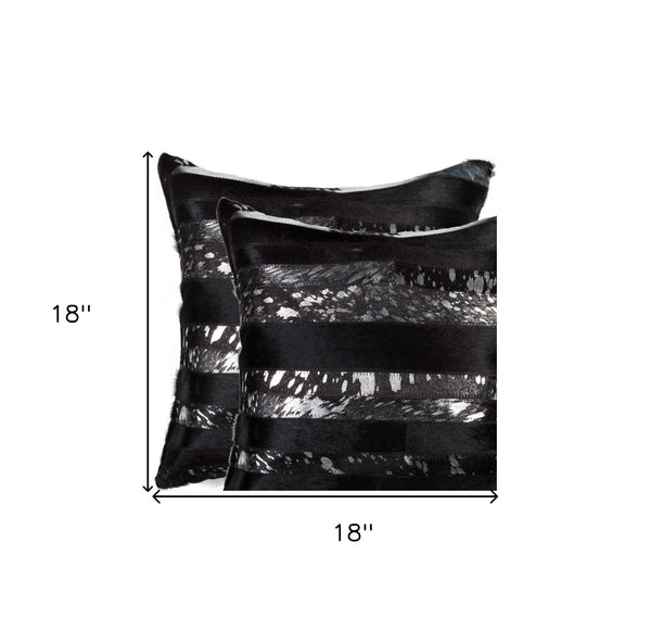 Homeroots Set Of Two 18" Gold And Black Cowhide Throw Pillow Gold,Black  316941